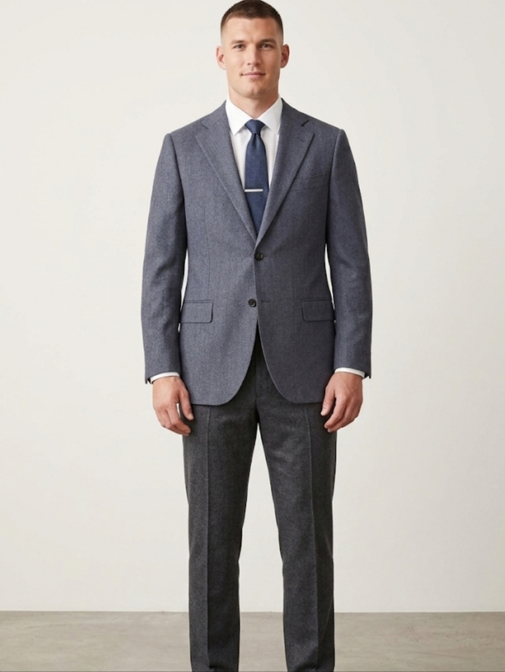 SUITSUPPLY 44L Blue Grey Melange Wool Blazer Reda Super 100s Italian Fabric